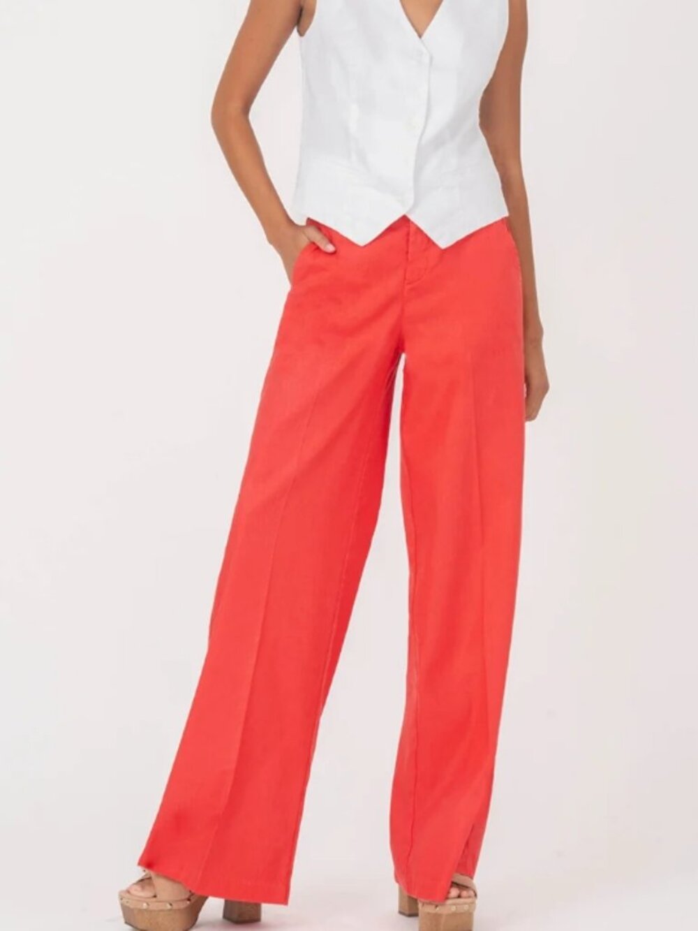 NWOT ANTHROPOLOGIE LEVEL99 Tallulah Wide Leg Linen Pants Size 26